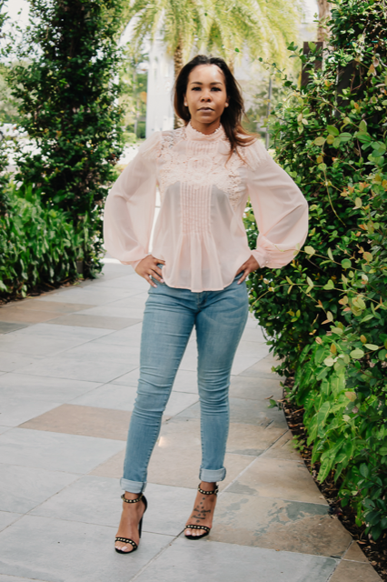 Lace Mix Chiffon Blouse